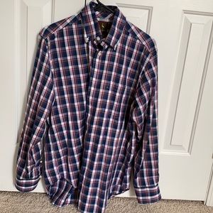 Tailorbyrd men’s blue and pink checked shirt, size Medium, 100% cotton
